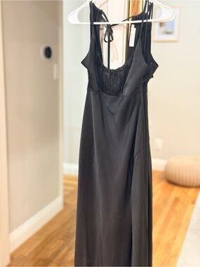 Astr Black Sleeveless Maxi Dress with Tie-Back Straps